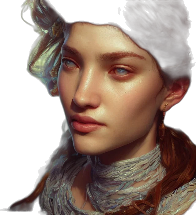 face, hat, crown, fantasy art, photorealistic, concept art, oil painting, snow transparent PNG cut-out