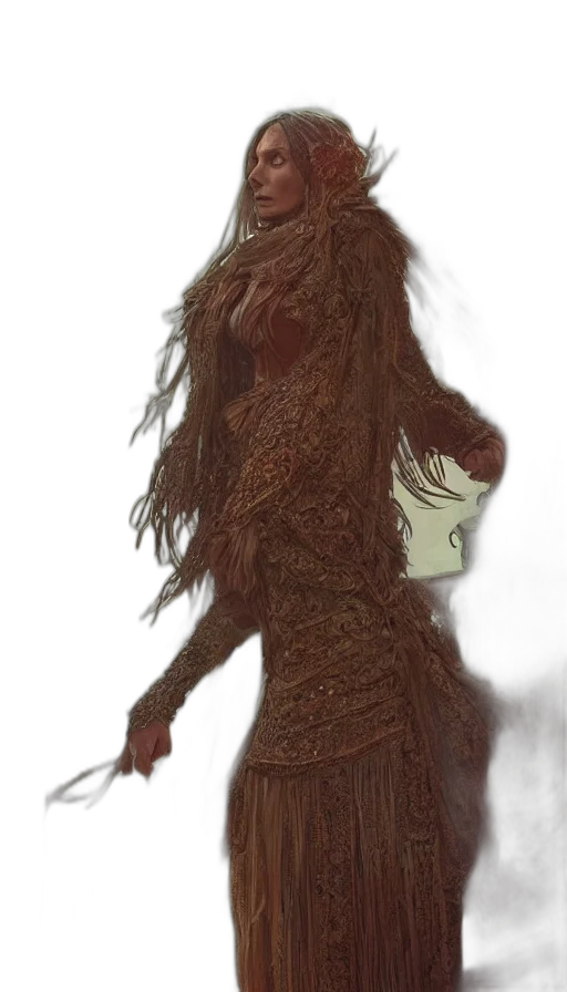 dress, creature, mask, hair transparent PNG cut-out
