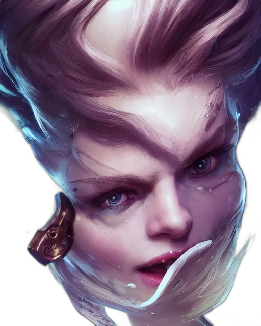 face, hair, concept art, fantasy art, cyberpunk, photorealistic, league, legends transparent PNG cut-out