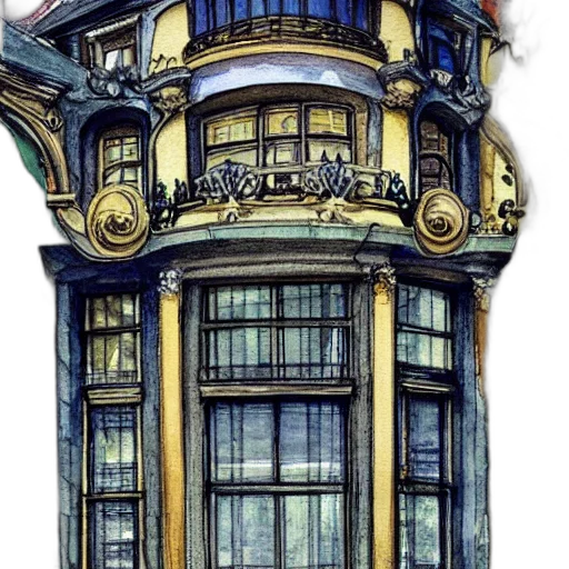 building, concept art, watercolor, photorealistic transparent PNG cut-out