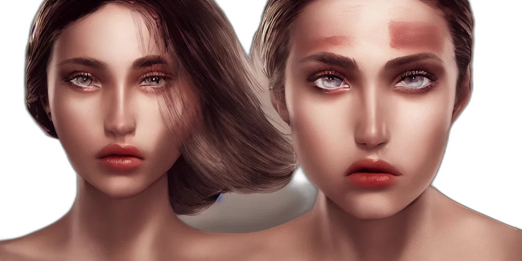face, hair, jewelry, photorealistic, concept art, fantasy art, 3d render, neon lights transparent PNG cut-out