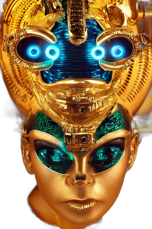 mask, robot, jewelry, face, concept art, cyberpunk, fantasy art, 3d render transparent PNG cut-out