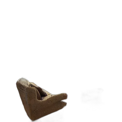 furniture, shoes, hat, staff, 3d render, photorealistic, earth tones, modern transparent PNG cut-out