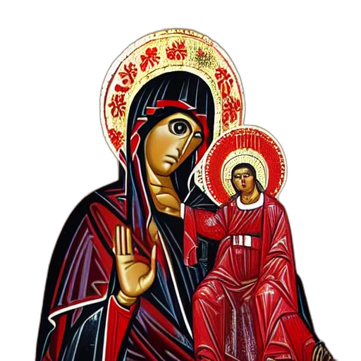 red, silver, icon, theotokos transparent PNG cut-out