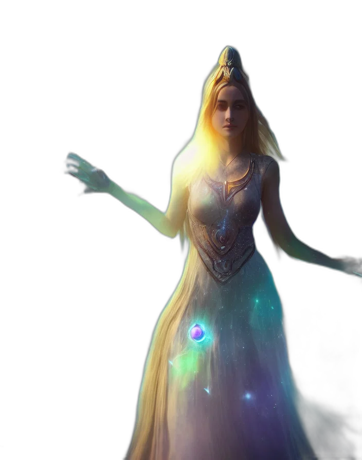 dress, crown, staff, concept art transparent PNG cut-out