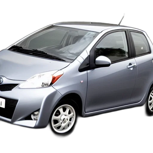 car, 3d render, photorealistic, grey, toyota, yaris, 2008, sol transparent PNG cut-out