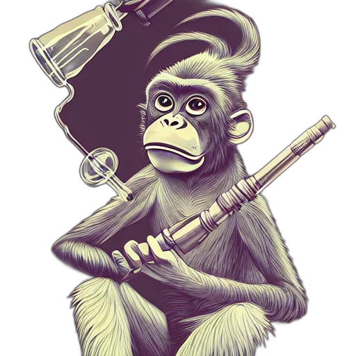 staff, animal, concept art, photorealistic, cartoon, 3d render, monkey, bong transparent PNG cut-out