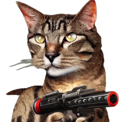 weapon, staff, animal, robot, cyberpunk, photorealistic, concept art, 3d render transparent PNG cut-out