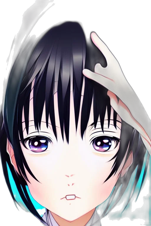 face, mask, hat, umbrella, anime, photorealistic, 3d render, vaporwave transparent PNG cut-out