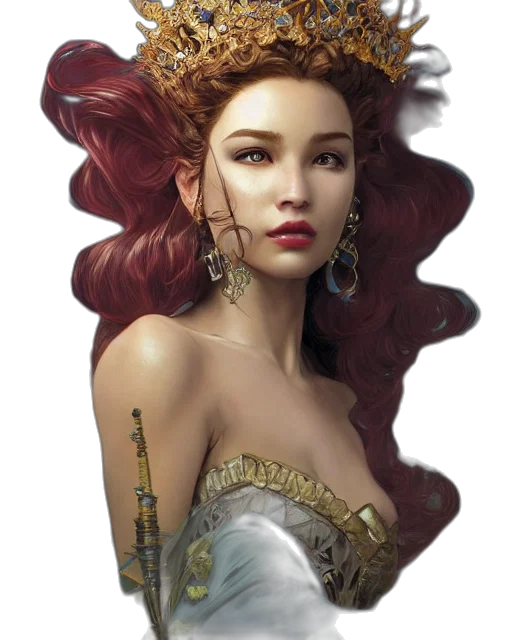 crown, jewelry, face, dress, fantasy art, photorealistic, concept art, comic book art transparent PNG cut-out