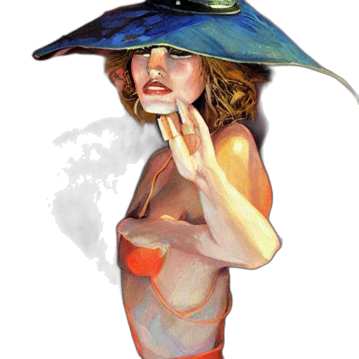 hat, umbrella, dress, oil painting, photorealistic, watercolor, concept art, underwater transparent PNG cut-out