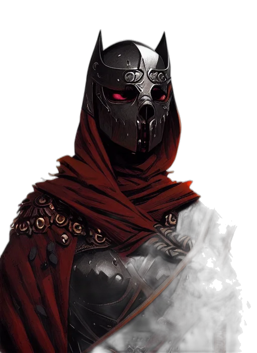 mask, face, fantasy art, concept art, comic book art, pixel art, dark, red transparent PNG cut-out