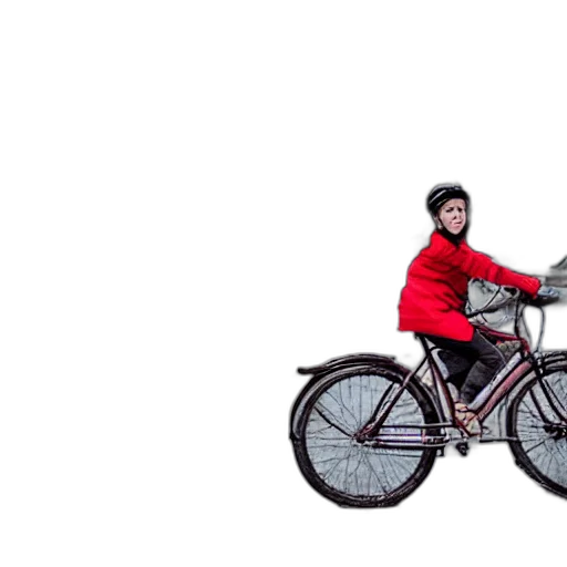 girl, riding, bicycle, post, apocalyptic, city transparent PNG cut-out