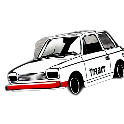car, cartoon, 3d render, concept art, photorealistic, trabant, initial, anime transparent PNG cut-out