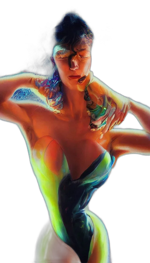 dress, jewelry, photorealistic, oil painting, concept art, watercolor, underwater, neon lights transparent PNG cut-out