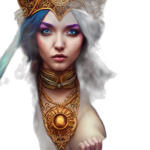 fantasy art, concept art, photorealistic, comic book art, pastel, colorful, blue, golden transparent PNG cut-out