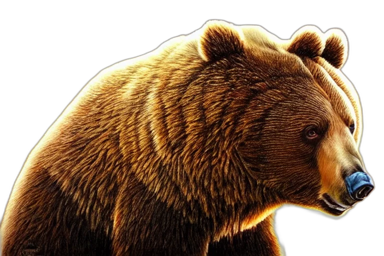 animal, photorealistic, concept art, 3d render, bear, fantasy, painting, ultra transparent PNG cut-out