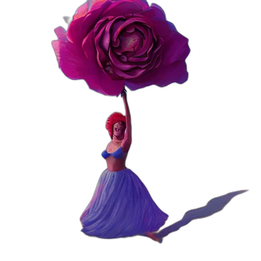flower, dress, crown, umbrella, concept art, 3d render, fantasy art, photorealistic transparent PNG cut-out