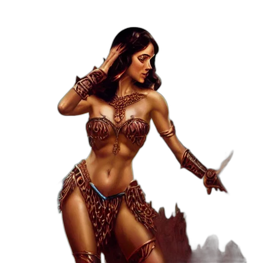 fantasy art, concept art, comic book art, pixel art, fire, portrait, dejah, thoris transparent PNG cut-out