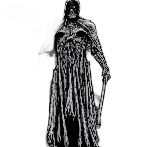 dress, staff, creature, mask, concept art, comic book art, fantasy art, 3d render transparent PNG cut-out