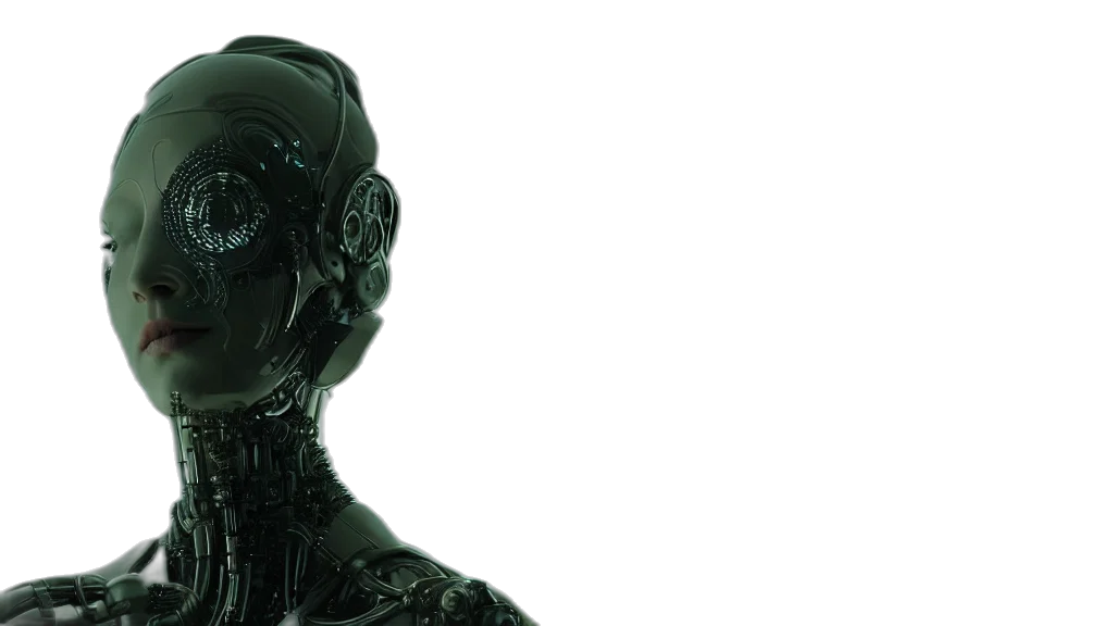 robot, face, cyberpunk, 3d render transparent PNG cut-out
