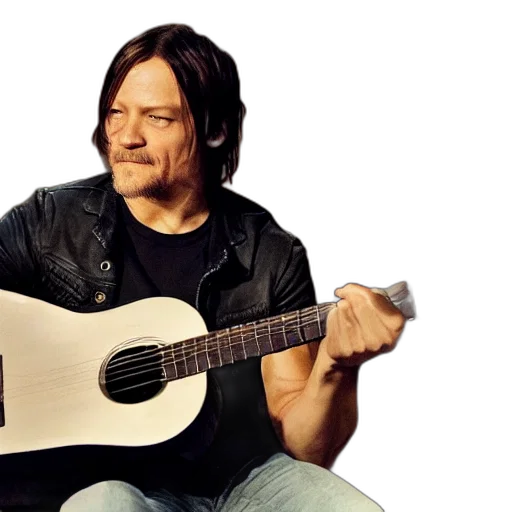norman, reedus, playing, guitar transparent PNG cut-out