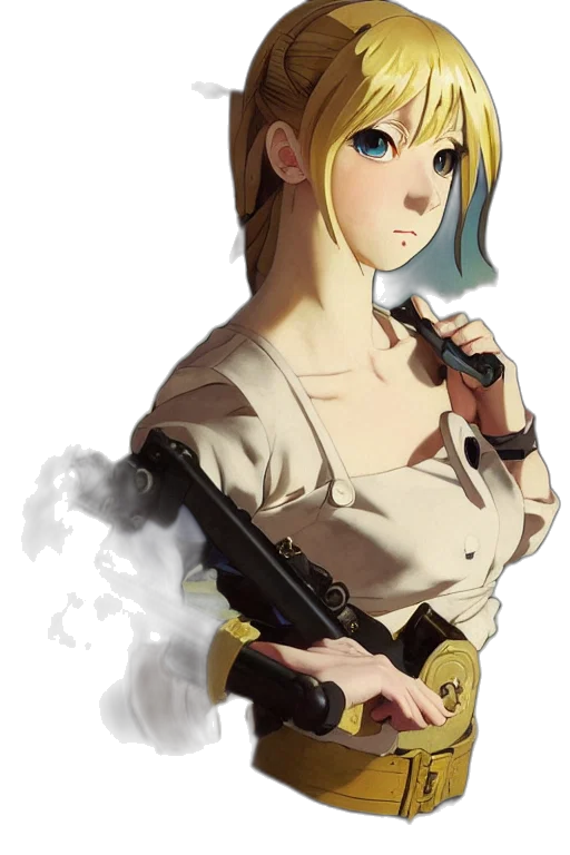 weapon, staff, dress, anime, concept art, cartoon, cyberpunk, blue transparent PNG cut-out