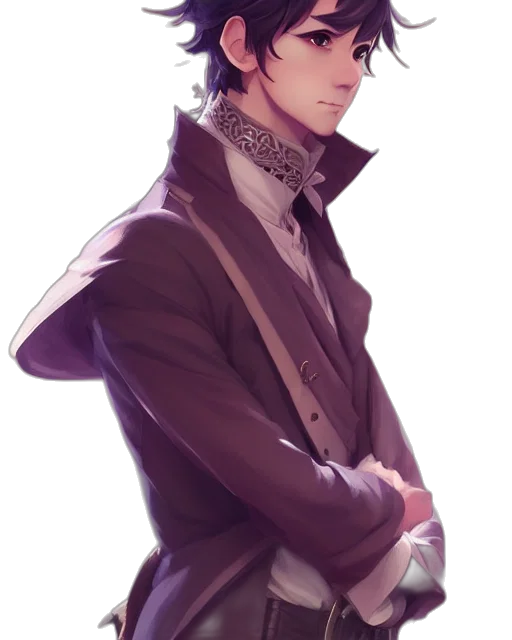 staff, jacket, crown, sword, fantasy art, concept art, anime, watercolor transparent PNG cut-out