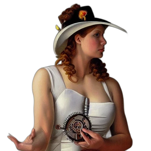 hat, staff, dress, jewelry transparent PNG cut-out