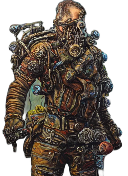 robot, staff, weapon, jacket, concept art, comic book art, fantasy art, cyberpunk transparent PNG cut-out