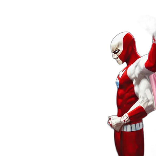 comic book art, concept art, 3d render, red, superhero, white, costume, colors transparent PNG cut-out