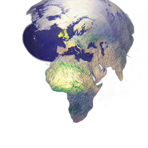 mask, hair, umbrella, face, earth tones, globe, earth, drawing transparent PNG cut-out