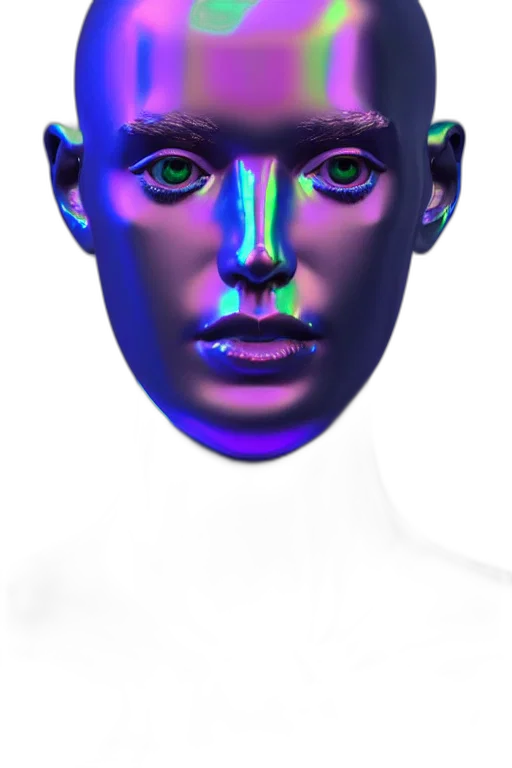 face, mask, robot, creature, 3d render, vaporwave, photorealistic, cyberpunk transparent PNG cut-out