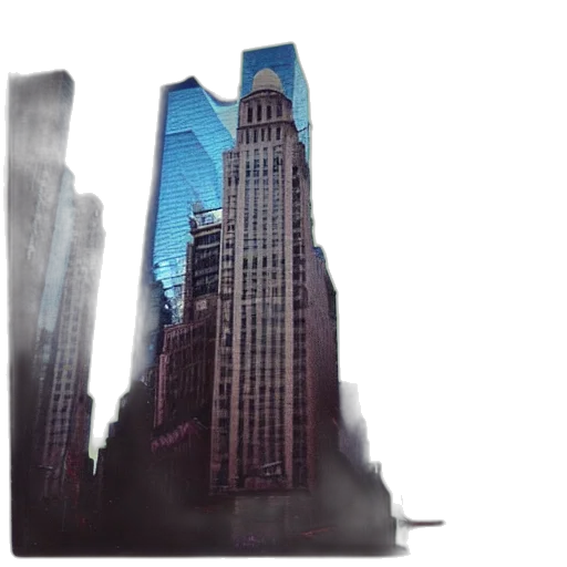 building, concept art, photorealistic, 3d render, watercolor, city street, fog, blue transparent PNG cut-out