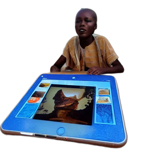 photorealistic, 3d render, ipad, mage, africa transparent PNG cut-out
