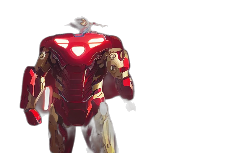 robot, concept art, 3d render, comic book art, photorealistic, superman, ironman, black transparent PNG cut-out