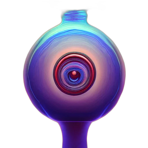 bottle, weapon, umbrella, staff, 3d render, concept art, vaporwave, photorealistic transparent PNG cut-out