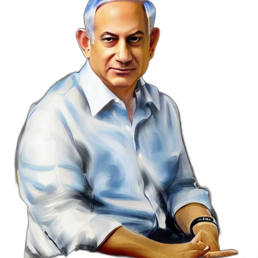 staff, cartoon, photorealistic, concept art, oil painting, benjamin, netanyahu, sitting transparent PNG cut-out