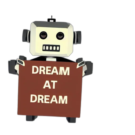 robot, 3d render, concept art, pixel art, artificial, intelligence, holding, sign transparent PNG cut-out
