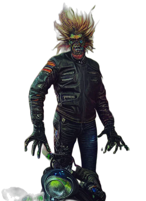 creature, mask, jacket, staff transparent PNG cut-out