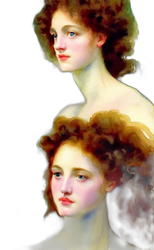 face, hair, crown, jewelry, oil painting, photorealistic, fantasy art, watercolor transparent PNG cut-out