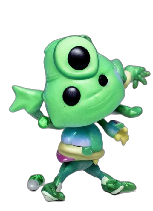 creature, staff, robot, dragon, 3d render, concept art, green, funko transparent PNG cut-out