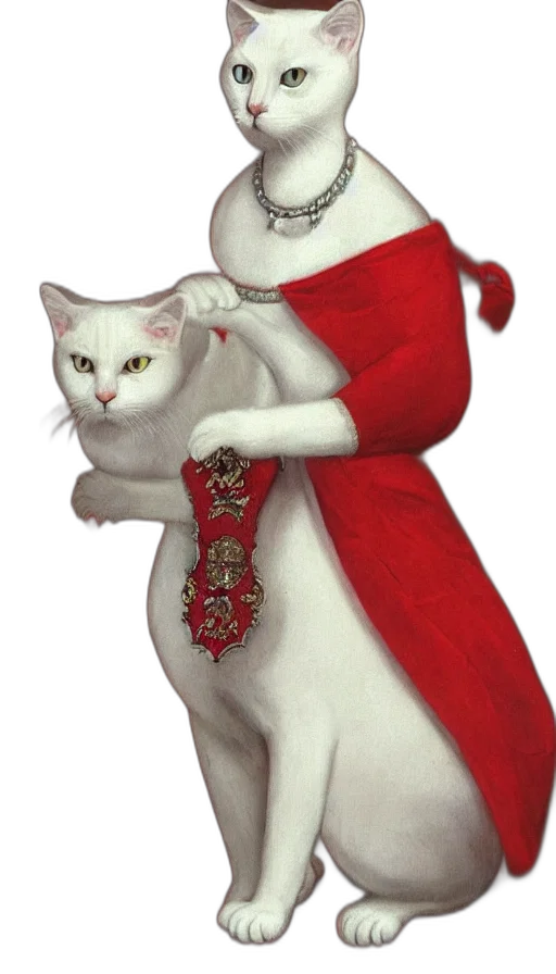 jewelry, photorealistic, concept art, portrait, white, cat, red, royal transparent PNG cut-out
