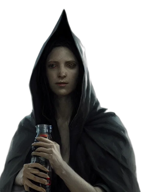 bottle, jacket, face, staff transparent PNG cut-out