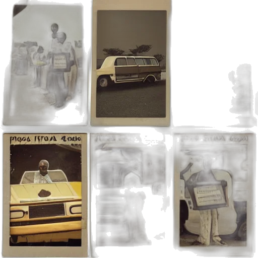 car, robot, furniture, earth tones, monochrome, old, polaroids, futuristic transparent PNG cut-out