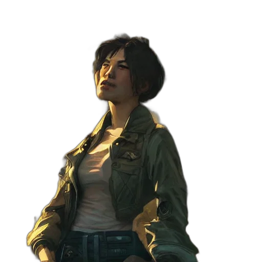 jacket, weapon, face, staff transparent PNG cut-out