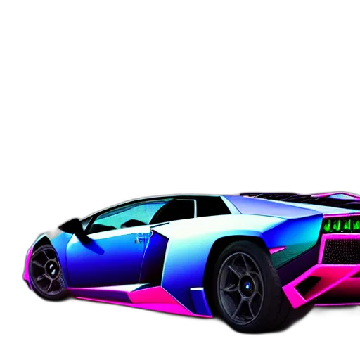 car, weapon, 3d render, vaporwave transparent PNG cut-out