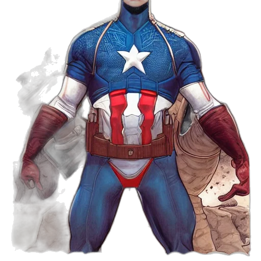 comic book art, concept art, cartoon, fantasy art, captain, america, holding, jar transparent PNG cut-out