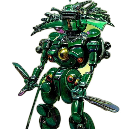 robot, weapon, staff, concept art, 3d render, fantasy art, green, baroque transparent PNG cut-out