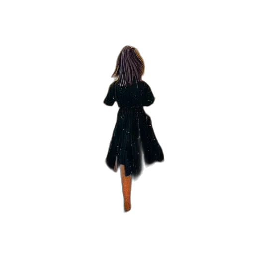 dress, jacket, staff, hair transparent PNG cut-out